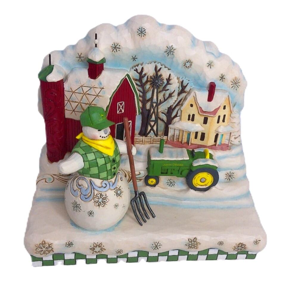 Jim Shore John Deere Snowman Layered Scene Christmas